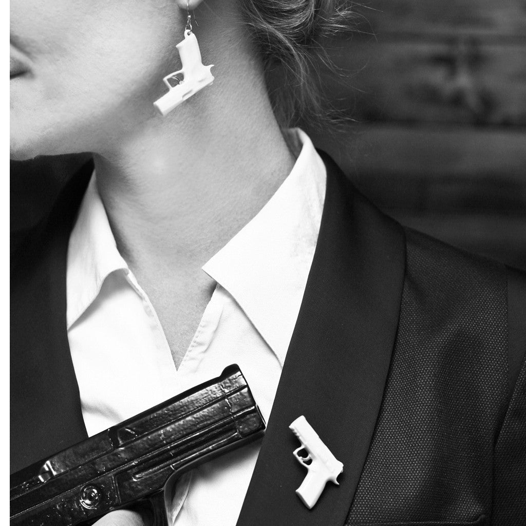 Earrings "Bang!" platinum trigger